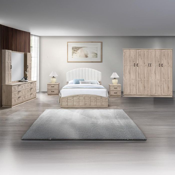 Modern Bedroom Set (180x200cm Bed, 1x6 Door Wardrobe, 2 Night Stand, 1 Dressing Table) | Furniture | Bedroom Furniture | Bedroom Sets