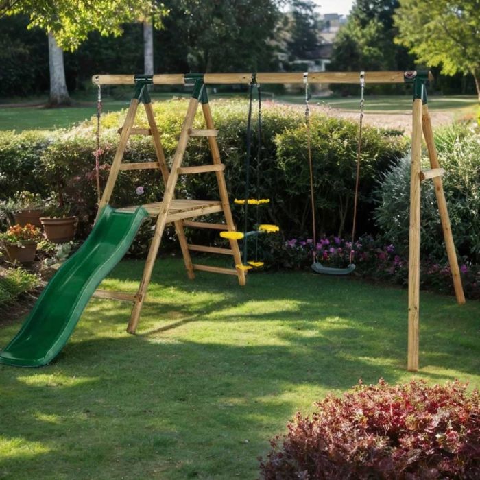 Plum Meerkat Wooden Garden Swing Set And Climbing Frame | Outdoor Toys