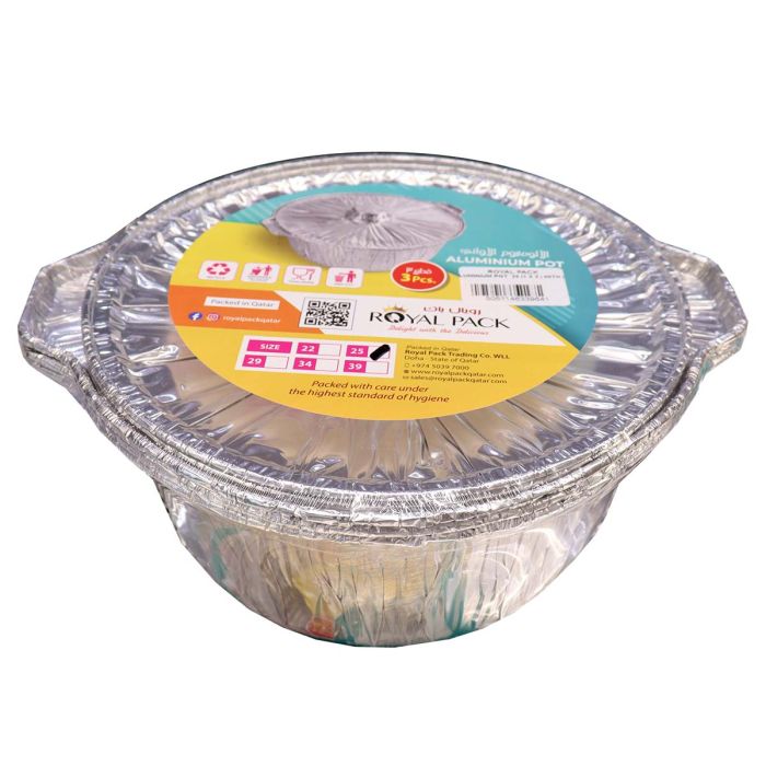 Royal Pack Aluminium Pot Size 25 3 Pcs | Disposable & Storage | Storage & Wraps