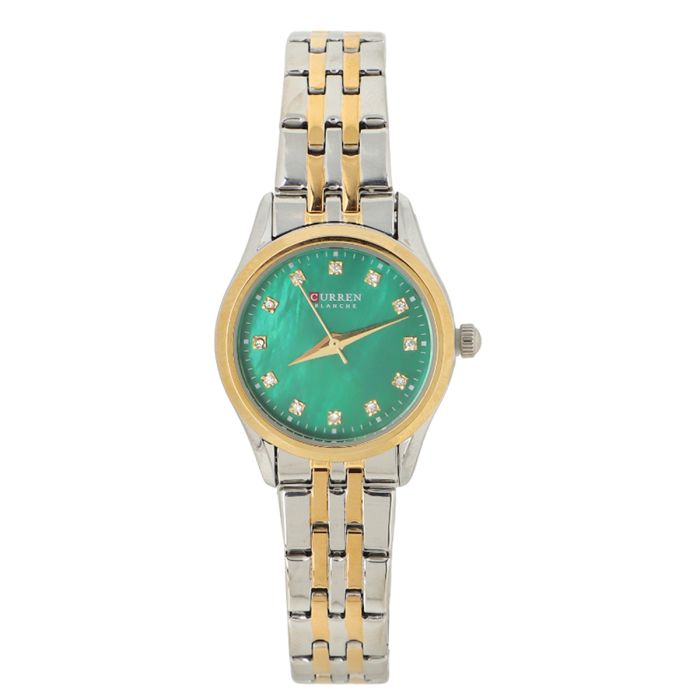 Curren Ladies Metal Quartz Watch Two Tone Round Green Dial | السيدات | ساعات نسائية | ساعات نسائية رسمية