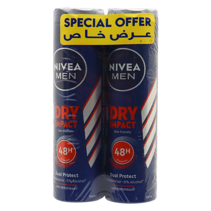Nivea Men Dry Impact Anti Perspirant 2x150ml | Personal Care | Deodorants & Anti-Perspirant | Deodorant Spray