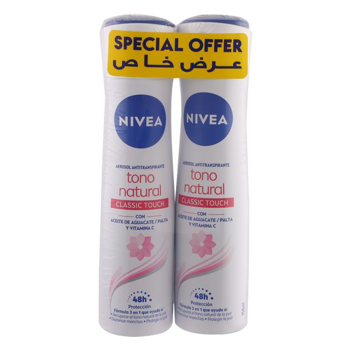 Nivea Tono Natural Classic Touch Anti Perspirant 2x150ml | Personal Care | Deodorants & Anti-Perspirant | Deodorant Spray