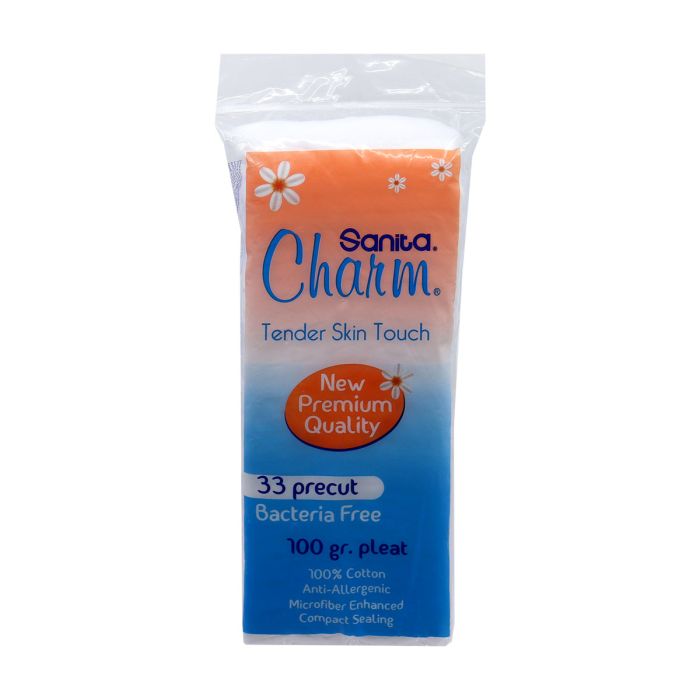 Sanita Charm Cotton Pleats 100 Pcs | Personal Care | Face Care | Cotton Buds & Pads