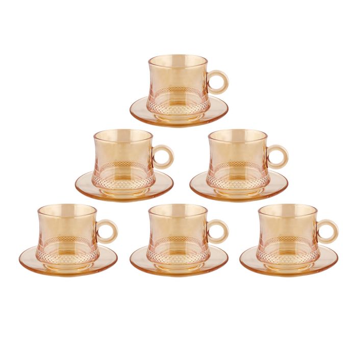 Tea Cup With Saucer Glass 6 Pieces | Kitchen & Dining | Glasswares & Drinkwares