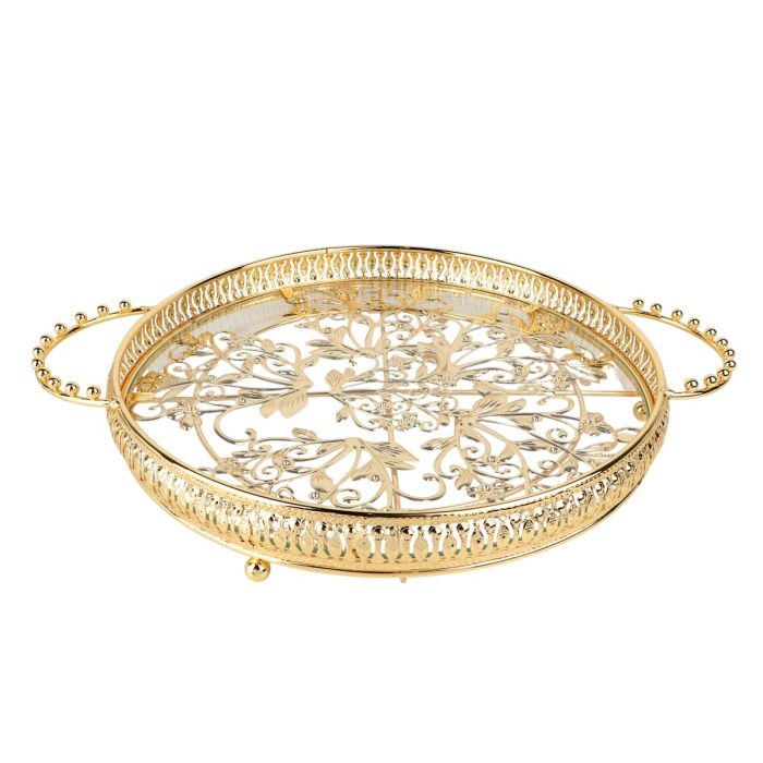 Metal Mirror Tray with Handle YG2361 B | المطبخ والطعام | أدوات الطعام والتقديم