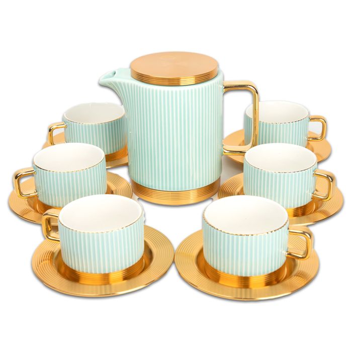 Porcelain Coffee Set 14 Pieces Blue | Kitchen & Dining | Glasswares & Drinkwares