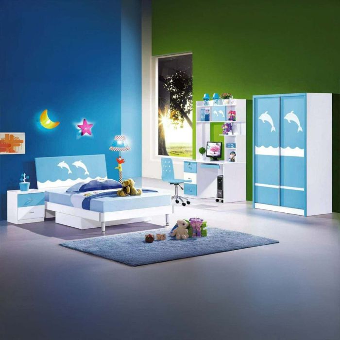 Boys Bedroom Set (Bed 120X190cm, Wardrobe 3 Doors, Computer Table With Chair, 1 Night Stand) | Furniture | Kids Furniture