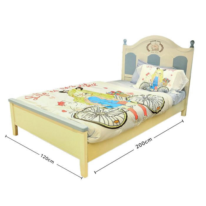 Kids Wooden Single Bed SD 6292 6612 120x200 Meter Blue White | Furniture | Kids Furniture | Beds & Cribs