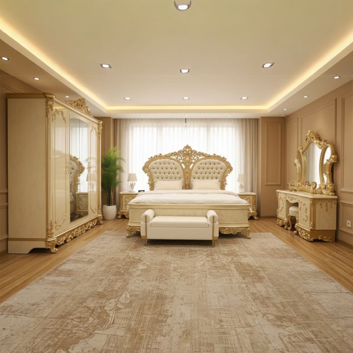 Orlida Classic Bedroom Set 9102 200x200cm Beige | Furniture | Bedroom Furniture | Bedroom Sets