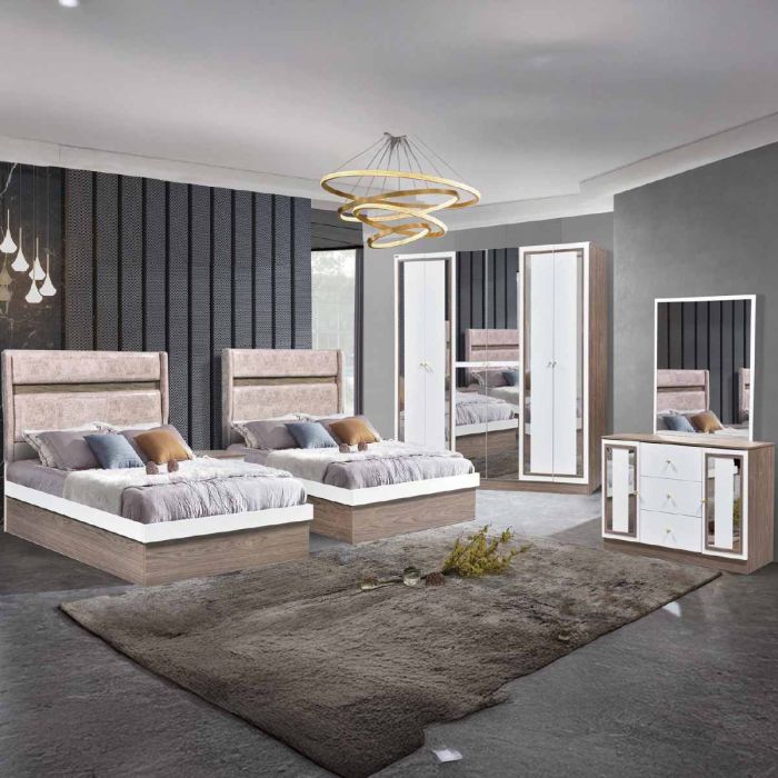 Modern Bedroom Set (1 Bed 120x200cm, 1x6 Door Wardrobe, 1 Night Stand, 1 Dressing Table) | Furniture | Bedroom Furniture | Bedroom Sets