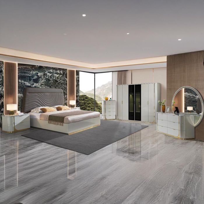 Yigao Modern Bedroom Set 180x200cm Light Grey | Furniture | Bedroom Furniture | Bedroom Sets