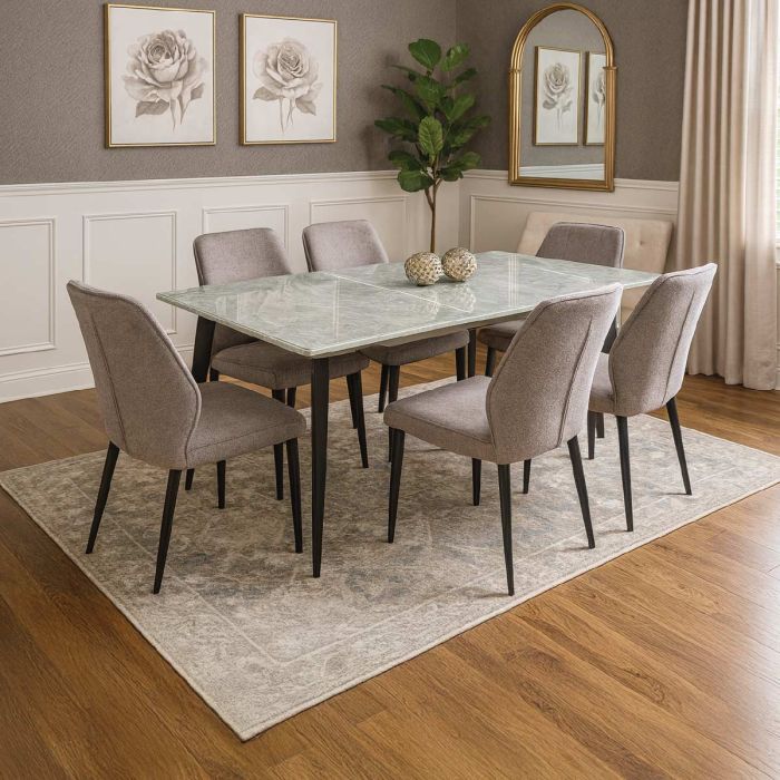 Marble Dining Table Set (1 Table, 6 Chairs) | Furniture | Kitchen & Dining Room | Dining Table Sets