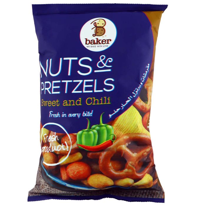 Baker Nuts & Pretzels Sweet & Chili 275gm | Snacks & Candy | Biscuits | Plain Biscuits
