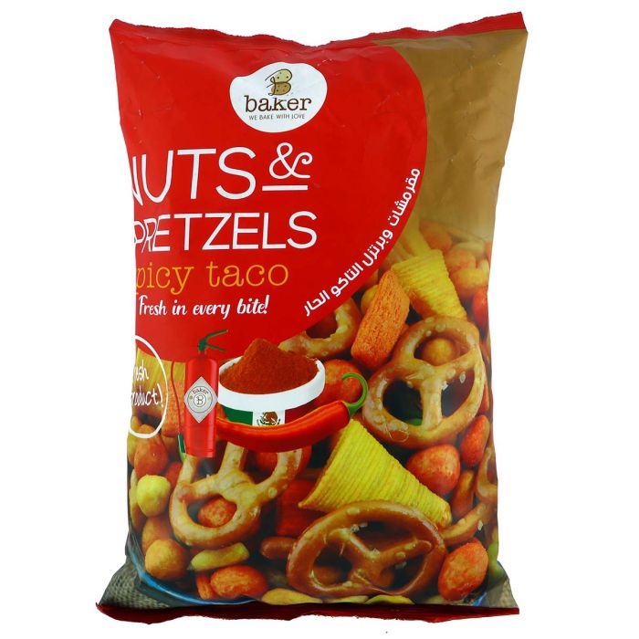 Baker Nuts & Pretzels Spicy Taco 275g | Snacks & Candy | Biscuits | Plain Biscuits