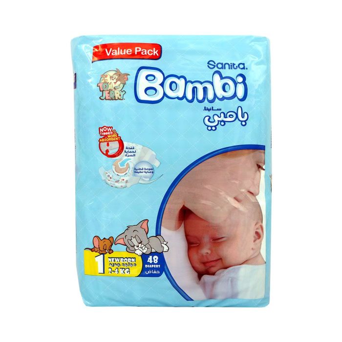 Sanita Bambi New Born Diapers Value Pack 48pcs | Diapering | Diapers