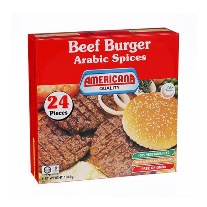 Americana Beef Burger Arabic Spices 1344g | Frozen Food | Frozen Ready Meals | Burgers and Sausages