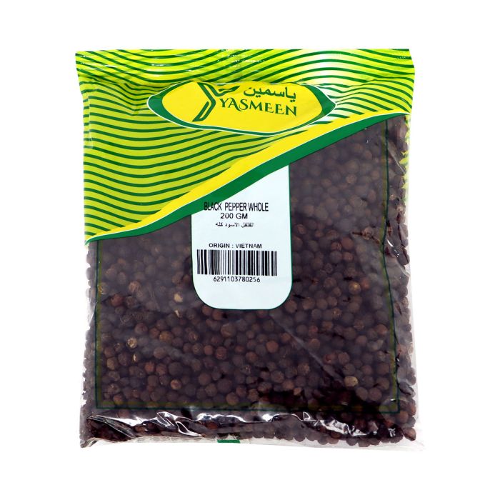 Yasmeen Black Pepper Whole 200g | Condiments & Seasoning | Salt & Spices | Bagged Spices