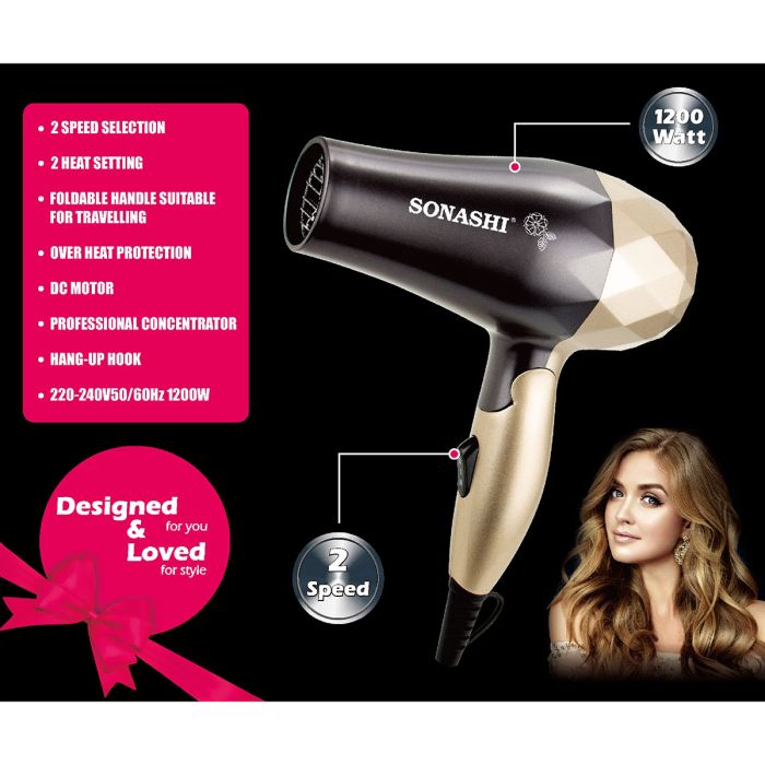 Sonashi Travel Hair Dryer 1000W - SHD5008 | Personal Grooming | Hair Dryers & Stylers