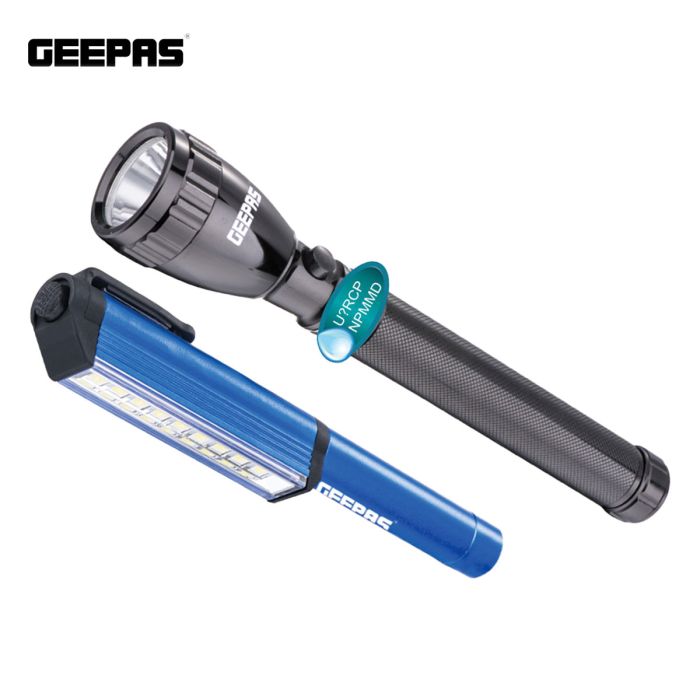 Geepas Flashlight Rechargeable Waterproof 2 in1 - GFL4647 | Home Appliances