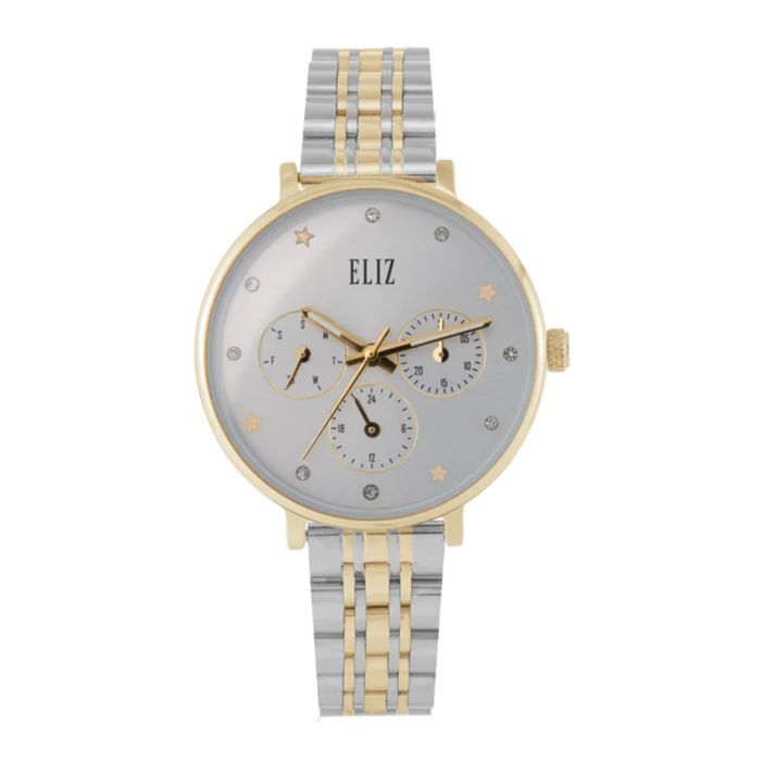 Eliz Round 34mm Silver Dial Gold Stainless Steel Band Watch For Women ES8915L2TST | السيدات | ساعات نسائية | ساعات نسائية رسمية
