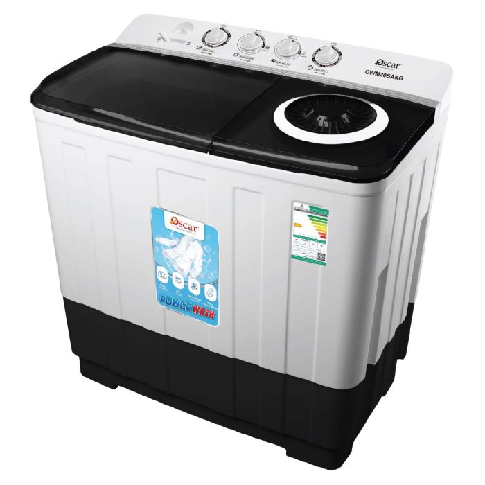 Oscar Semi Automatic Washing Maching 20Kg OWM20SAKG-B/W