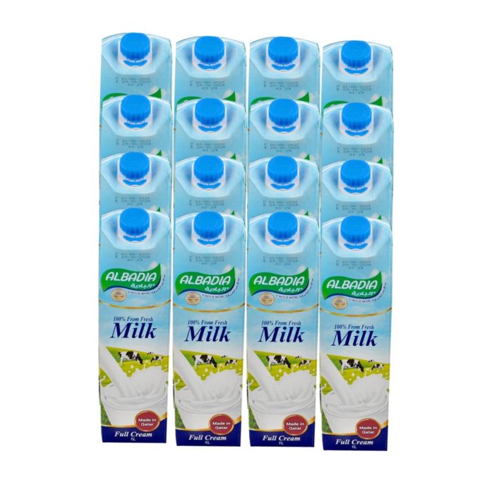 Al Badia Full Cream Milk 12x1L | Dairy - Egg & Cheese | Milk | Long Life Milk