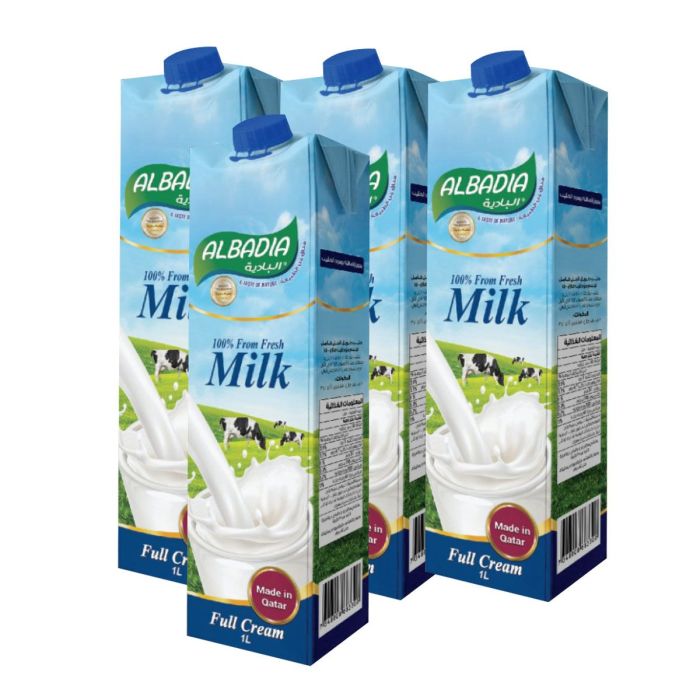 Al Badia Full Cream Milk 4x1L | Dairy - Egg & Cheese | Milk
