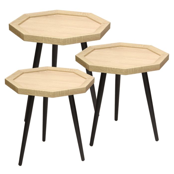 Nest Table 3 Pcs Modern Oak | Furniture | Living Room Furniture | Tables