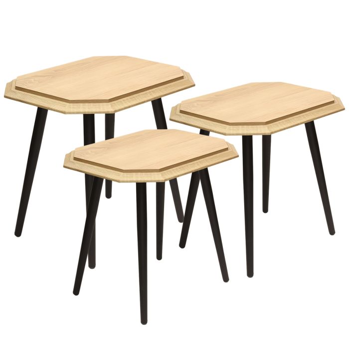 Nest Table 3 Pcs Modern Oak | Furniture | Living Room Furniture | Tables