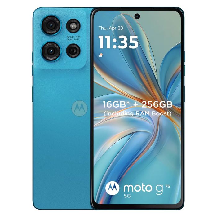 هاتف Moto G75 المحمول (5G، 8 جيجابايت، 256 جيجابايت) أزرق مائي | الهواتف الذكية