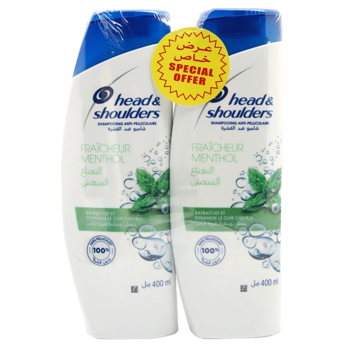 Head & Shoulders Anti-Dandruff Shampoo (Menthol Refresh) - 2x400ml | Personal Care | Hair Care | Shampoo