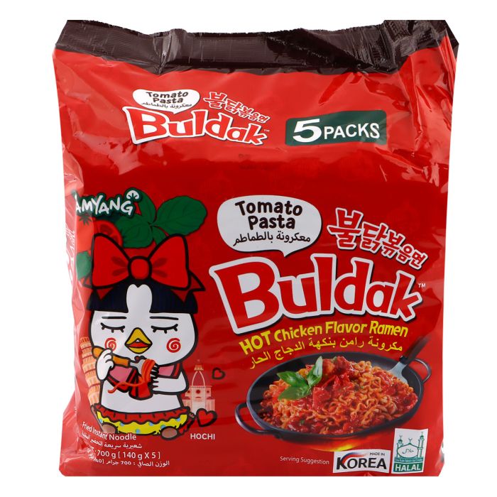 Samyang Buldok Tomato Pasta Hot Chicken Flavor Ramen 5x140g | Dry Food | Noodles & Soups | Flavored Noodles