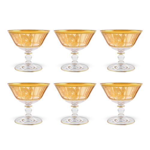 Crystal Ice Bowl Gold 6 Pieces Set