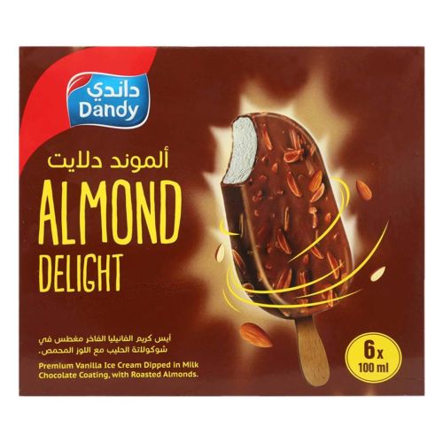 Dandy Almond Delight Vanilla Ice Cream dipped in Milk Chocolate 6x100ml