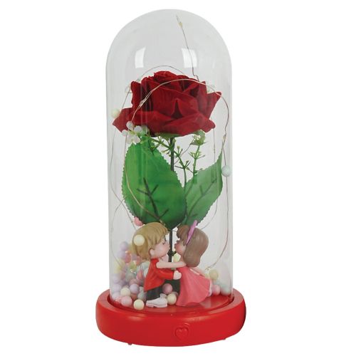Valentine Gift Decorative Glass Dome with Flower