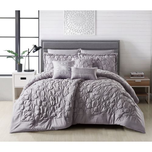 comforter set: 1 Comforter 260x240cm 1 Fitted sheet  200x200cm 2 Pillow Sham 50x75cm 2 Pillow case 50x75cm 2 Filled cushion 45x45cm  2 Filled cushion 30x50cm Lavender
