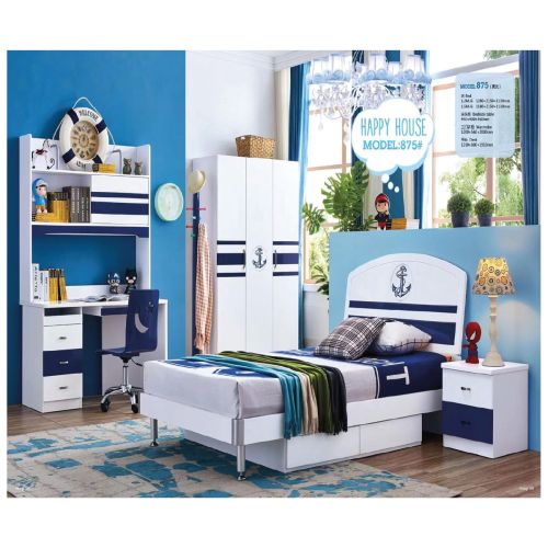 KIDS BEDROOM SET Bed 120cmx190cm + 3 Doors Wardrobe + 1 Night Stand + Study Table With Chair