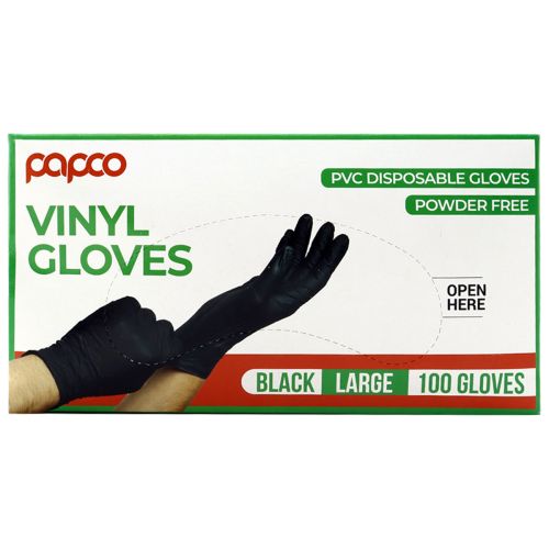 Papco Vinyl Gloves Black Large 100 Pieces