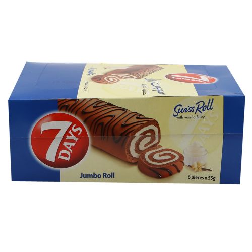 7 Days Vanilla Jumbo Swiss Roll 6X55g