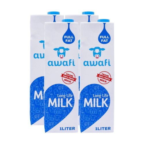 Awafi Long Life Full Fat Milk 4x1L