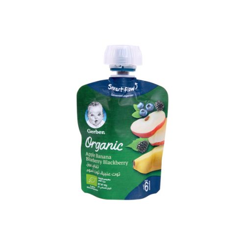 Gerber Organic Apple Banana Blueberry Blackberry Baby Food From 6 Months 90g