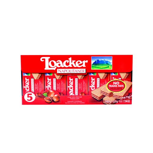 Loacker Napolitaner Crispy Wafers Filled With Hazelnut Cream 5x45g