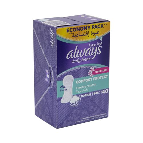 Always Daily Liners Comfort Protect Pantyliners Scented Normal 40