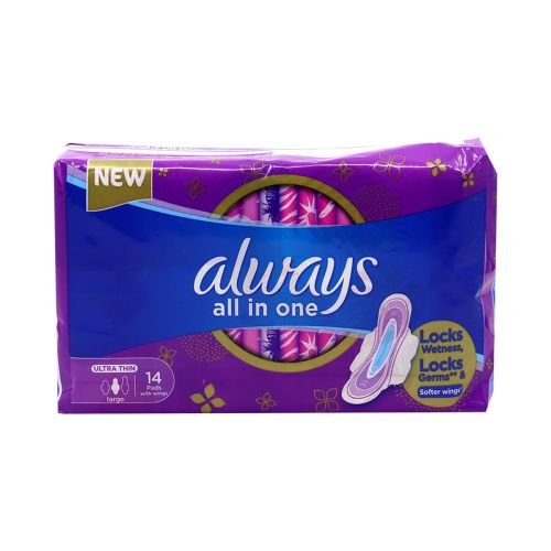 Always all In One Ultra Thin Large Women Pads with Wings 14 Pads