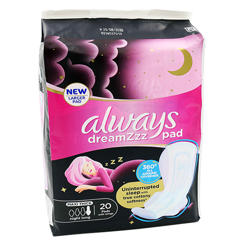 Always DreamZzz Cotton Maxi Thick Large Feminine Pads - 20 Pads
