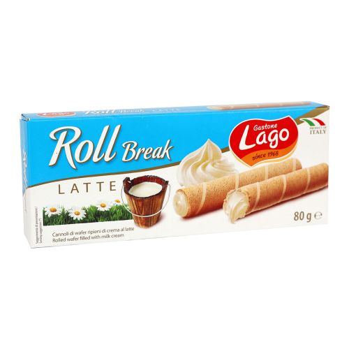 Gastone Lago Roll Break Wafer Filled With Milk Cream 80g