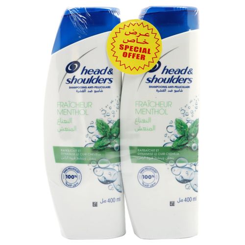 Head & Shoulders Anti-Dandruff Shampoo (Menthol Refresh) - 2x400ml