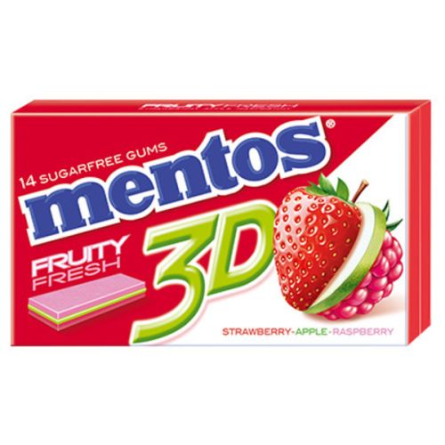 Mentos 3D Strawberry Apple Raspberry Flavored Chewing Gums 14x1.7g