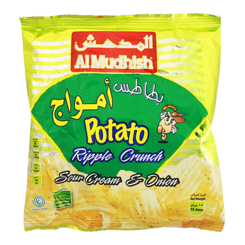 Al Mudhish Potato Ripples Crunch Sour Cream Onion Chips 