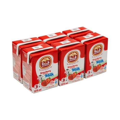 Baladna Long Life Strawberry Flavored Milk 6x125ml